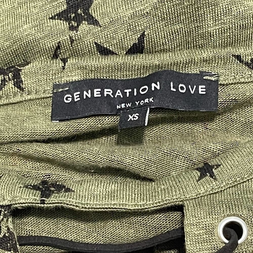 Generation Love Valentina Long Sleeve Lace Up Tee Star Print Green Extra Small - Picture 3 of 12